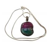 Ruby Zoisite Pendant with Sterling Silver 22 Inch Chain