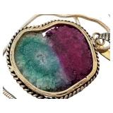Ruby Zoisite Pendant with Sterling Silver 22 Inch Chain