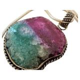 Ruby Zoisite Pendant with Sterling Silver 22 Inch Chain