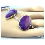 Pink Dyed Agate and Sterling Silver Bracelet 7.25 Inches