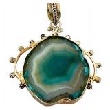 Sterling Silver and Agate Pendant 2.5 Inch