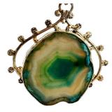 Sterling Silver and Agate Pendant 2.5 Inch