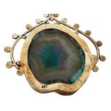 Sterling Silver and Agate Pendant 2.5 Inch