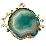 Sterling Silver and Agate Pendant 2.5 Inch