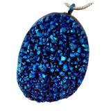 Blue Druzy Gemstone Pendant Necklace with 16" Chain