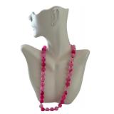 18-Inch Cracked Agate Beaded Necklace in Shades of Pink