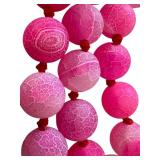 18-Inch Cracked Agate Beaded Necklace in Shades of Pink