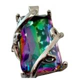 Mystic Topaz Pendant with Silver-Tone Setting, 1 Inch