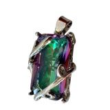 Mystic Topaz Pendant with Silver-Tone Setting, 1 Inch