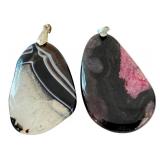Set of 3 Agate Slice Pendants with Crystal and Natural Designs, 3 Inch