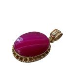 Set of 3 Sterling Silver Gemstone Pendants in Pink and Red Tones