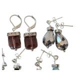 Set of 5 Pairs Fashion Earrings with Multi-Color Faceted Stones