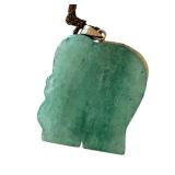 Green Elephant Pendant with Colorful Inlay and Chain, 1.5 Inch