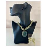 Green Aventurine Beaded Necklace and Earrings Set