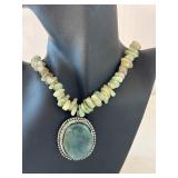 Green Aventurine Beaded Necklace and Earrings Set