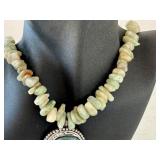 Green Aventurine Beaded Necklace and Earrings Set