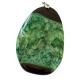 Crackled Quartz and Onyx Pendant with Textured Bail, 3.5 Inch