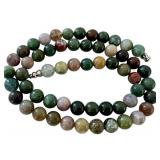 18-Inch Agate Beaded Necklace with Multicolor Polished Stones