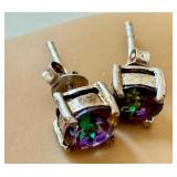 Sterling Silver Mystic Topaz Stud Earrings