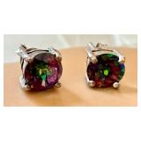 Sterling Silver Mystic Topaz Stud Earrings