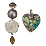 Abalone Stretch Bracelet with Sterling and Fashion Pendants