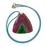 Watermelon Tourmaline Pendant with Blue Cord, 2 Inch