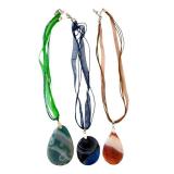 Set of 3 Dyed Agate Stone Pendant Necklaces