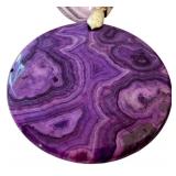 Set of 3 Dyed Agate Stone Pendants with Necklaces
