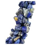 Adjustable Lapis Beaded Necklace with Art Glass Pendant, 20-22 Inches