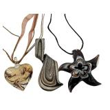 Set of 3 Art Glass Pendants with Abstract Designs