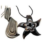 Set of 3 Art Glass Pendants with Abstract Designs