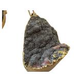 Set of 2 Black Druzy Stone Pendants with Gold Plated Chains