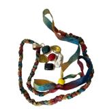 Multi Gemstone Pendant Necklace on Braided Colorful Strand