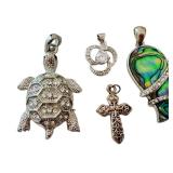 Sterling Silver Cubic Zirconia Pendant and Assorted Fashion Pendants Set