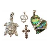 Sterling Silver Cubic Zirconia Pendant and Assorted Fashion Pendants Set