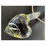 Art Glass Heart Necklace and Earrings Set with Sterling 22" Chain