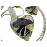 Art Glass Heart Necklace and Earrings Set with Sterling 22" Chain
