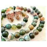 Agate Beaded Necklace 18 Inch with Natural Stone Earrings Pair