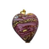 Set of 3 Art Glass Heart Pendants on Ribbon Chains