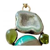 Set of 2 Sterling Silver Gemstone Necklaces with Agate and Semi-Precious Stones