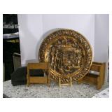 Brass Platter, with wooden apron ha... Brass Platter, with wooden apron ha...
