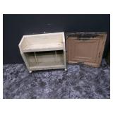 Old small metal cart and tin... Old small metal cart and tin...