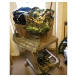 Metal Cart w/ lot of bags, mens boo... Metal Cart w/ lot of bags, mens boo...
