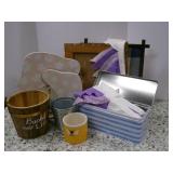 Misc Items w/ Banner and Tins, Buck... Misc Items w/ Banner and Tins, Buck...