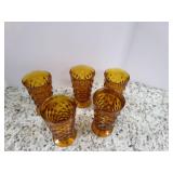 Vintage Set of 5 Amber Water Glasse... Vintage Set of 5 Amber Water Glasse...