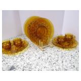 Set of Vintage Amber Plate/Cup Set ... Set of Vintage Amber Plate/Cup Set ...