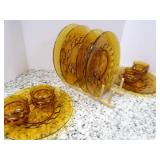 Set of Vintage Amber Plate/Cup Set ... Set of Vintage Amber Plate/Cup Set ...