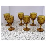 Set of Vintage Amber Gobblets 6... Set of Vintage Amber Gobblets 6...