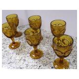 Set of Vintage Amber Gobblets 6... Set of Vintage Amber Gobblets 6...