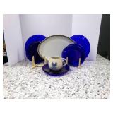 Vintage Colbolt Blue Plates w/ Anti... Vintage Colbolt Blue Plates w/ Anti...